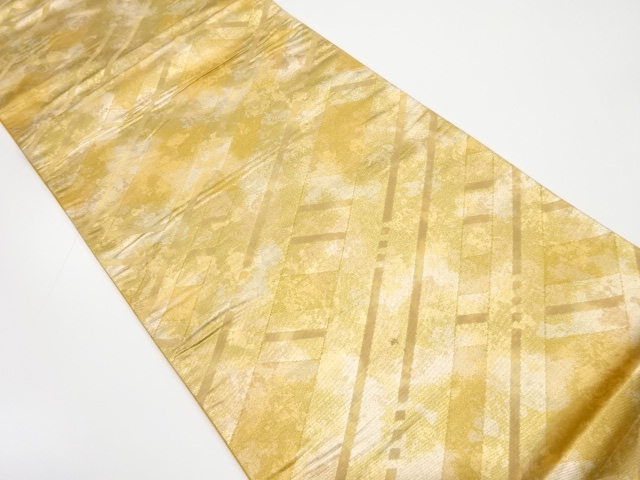 アンティーク　引箔　斜め格子模様織り出し袋帯（着用可）